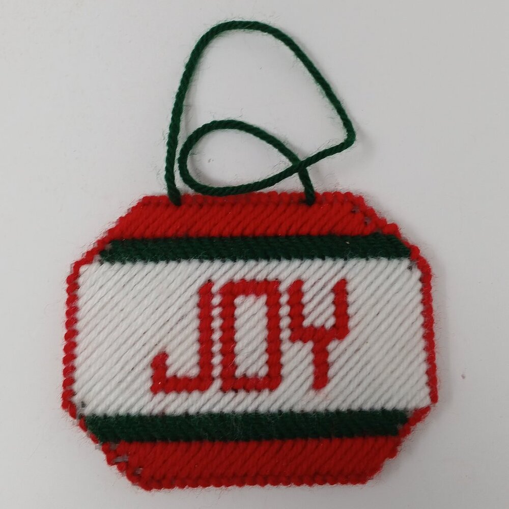 Handstitched "Joy" Christmas Ornament